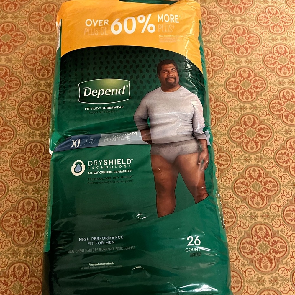 72-MMT Depend Fit-Flex Underwear for Men Maximum Absorbency XL, Grey 26 Count